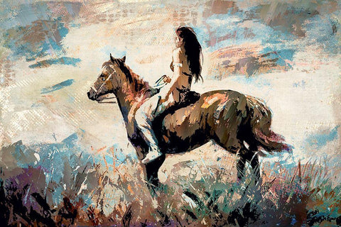 Morning Rider White Modern Wood Framed Art Print with Double Matting by Bolokofsky, Ronald