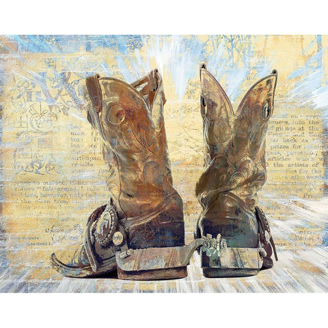 Boots and Spurs Black Modern Wood Framed Art Print by Bolokofsky, Ronald