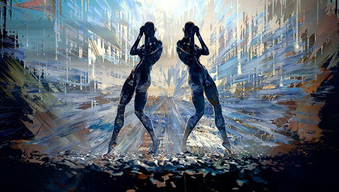 Dancing In the Rubble White Modern Wood Framed Art Print with Double Matting by Bolokofsky, Ronald