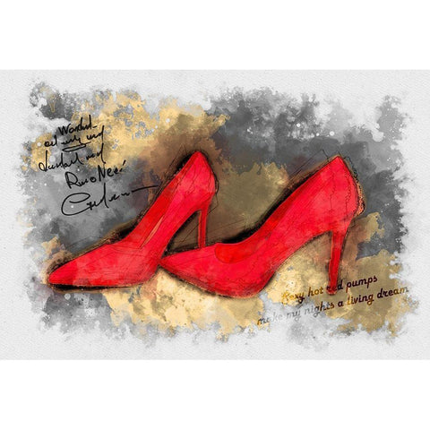 Red Pumps Black Modern Wood Framed Art Print by Bolokofsky, Ronald
