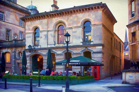 Browns Brasserie White Modern Wood Framed Art Print with Double Matting by Bolokofsky, Ronald