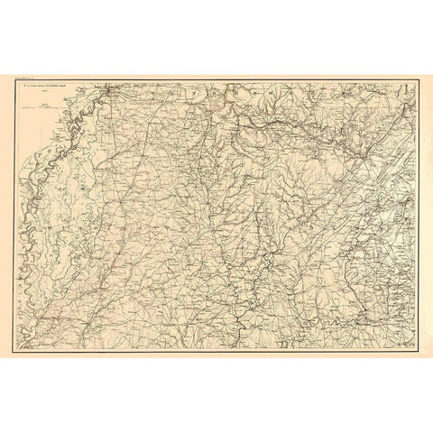 Alabama Mississippi Tennessee - Bache 1865 Gold Ornate Wood Framed Art Print with Double Matting by Bache