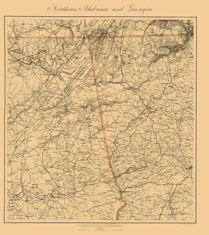 Northern Alabama, Georgia - Krebs 1864 White Modern Wood Framed Art Print with Double Matting by Krebs