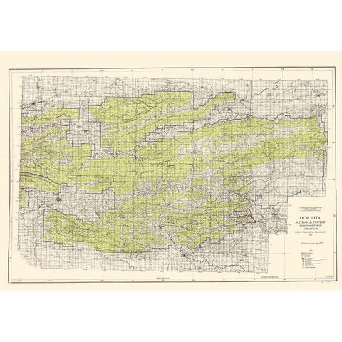 Ouachita National Forest Arkansas - USGS 1945 White Modern Wood Framed Art Print by USGS