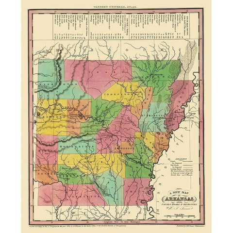 Arkansas - Tanner 1836 Gold Ornate Wood Framed Art Print with Double Matting by Tanner