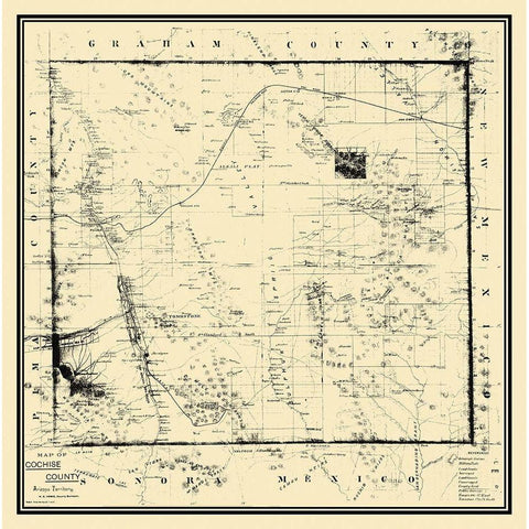 Cochise Arizona - Howe 1890 Gold Ornate Wood Framed Art Print with Double Matting by Howe