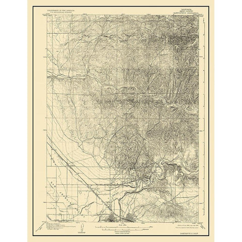 Bakersfield California Quad - USGS 1906 Black Modern Wood Framed Art Print with Double Matting by USGS