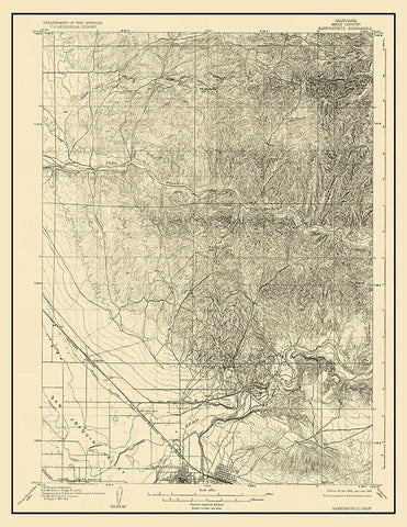 Bakersfield California Quad - USGS 1906 White Modern Wood Framed Art Print with Double Matting by USGS