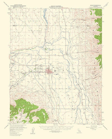Bishop California Quad - USGS 1963 White Modern Wood Framed Art Print with Double Matting by USGS