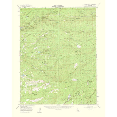 Blue Mountain California Quad - USGS 1963 White Modern Wood Framed Art Print by USGS