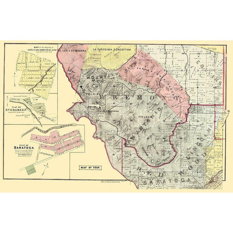 Santa Clara California Landowner - Thomas 1876 White Modern Wood Framed Art Print by Thomas