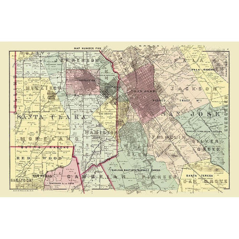 Santa Clara Northeast California Landowner White Modern Wood Framed Art Print by Thomas