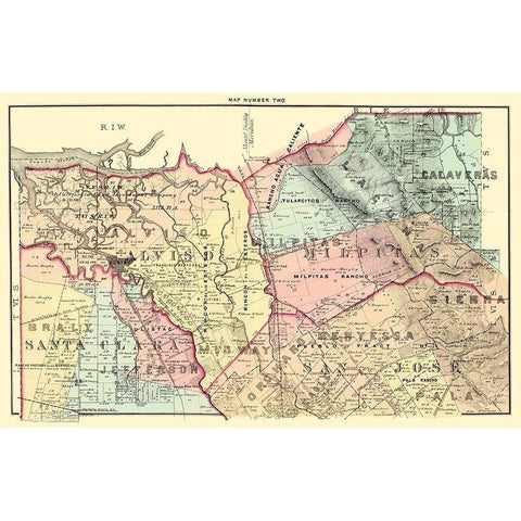 Santa Clara California Landowner - Thomas 1876 White Modern Wood Framed Art Print by Thomas
