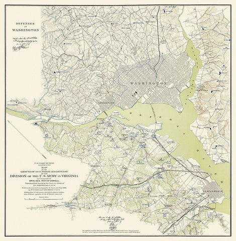 Washington DC Defenses - Bache 1861 White Modern Wood Framed Art Print with Double Matting by Bache