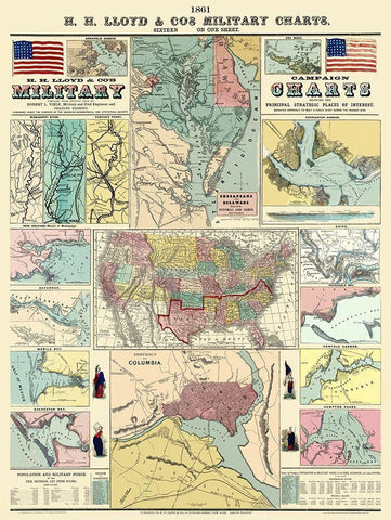 Campaign Military Charts of Strategic Places Black Ornate Wood Framed Art Print with Double Matting by Lloyd