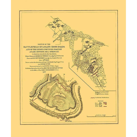 Battlefield of Logans Cross Roads - Ruger 1877 Black Modern Wood Framed Art Print with Double Matting by Ruger