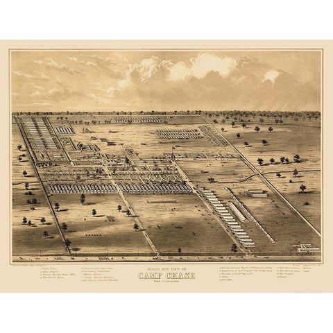 Camp Chase Near Columbus Ohio - Ruger 1860 White Modern Wood Framed Art Print by Ruger