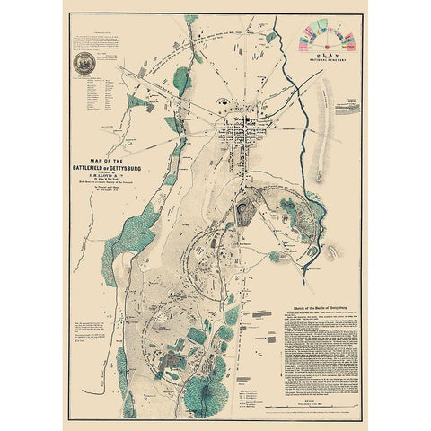 Battlefield of Gettysburg Pennsylvania - Lloyd White Modern Wood Framed Art Print by Lloyd