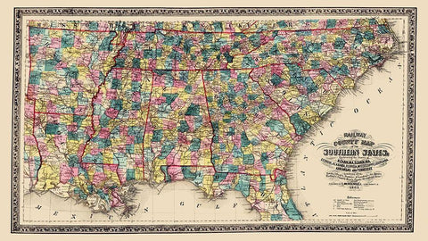 Southern States Railway County - Mendenhall 1864 White Modern Wood Framed Art Print with Double Matting by Mendenhall
