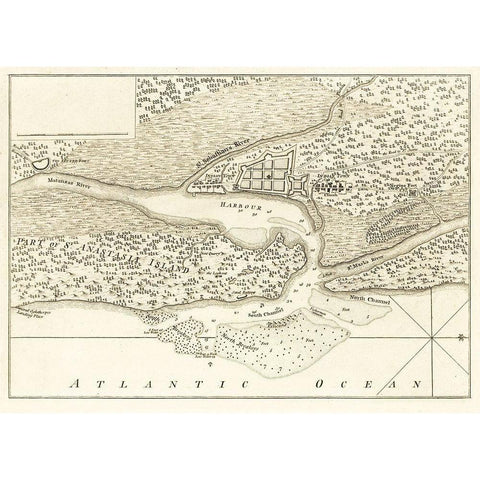 St Augustine Florida - Jefferys 1762 Black Modern Wood Framed Art Print by Jefferys