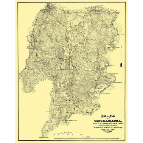 Chickamauga Georgia Battlefield - Boyd 1864 Black Modern Wood Framed Art Print with Double Matting by Boyd
