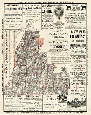 Walker County Georgia - Street 1893 White Modern Wood Framed Art Print with Double Matting by Street