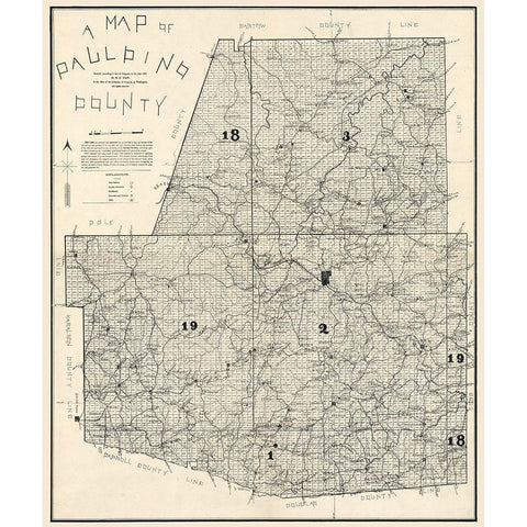 Paulding County Georgia - West 1896 Gold Ornate Wood Framed Art Print with Double Matting by West