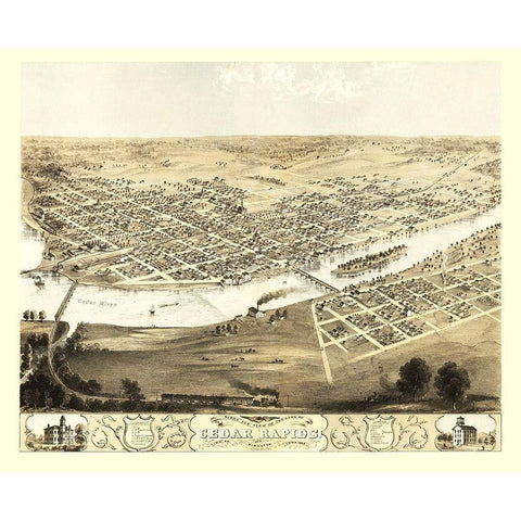 Cedar Rapids Iowa - Ruger 1868 White Modern Wood Framed Art Print by Ruger