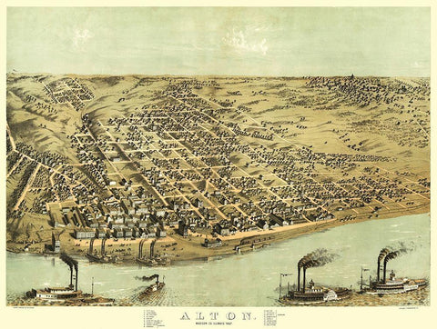 Alton Illinois - Ruger 1867 Black Ornate Wood Framed Art Print with Double Matting by Ruger
