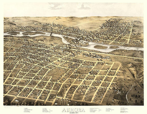 Aurora Illinois - Ruger 1867 Black Ornate Wood Framed Art Print with Double Matting by Ruger