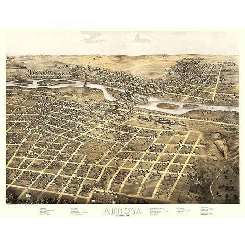 Aurora Illinois - Ruger 1867 Gold Ornate Wood Framed Art Print with Double Matting by Ruger