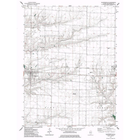 Blandinsville Illinois Quad - USGS 1974 White Modern Wood Framed Art Print by USGS