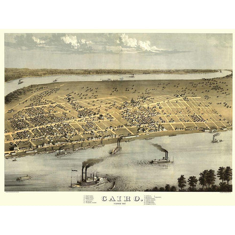 Cairo Illinois - Ruger 1867 Gold Ornate Wood Framed Art Print with Double Matting by Ruger