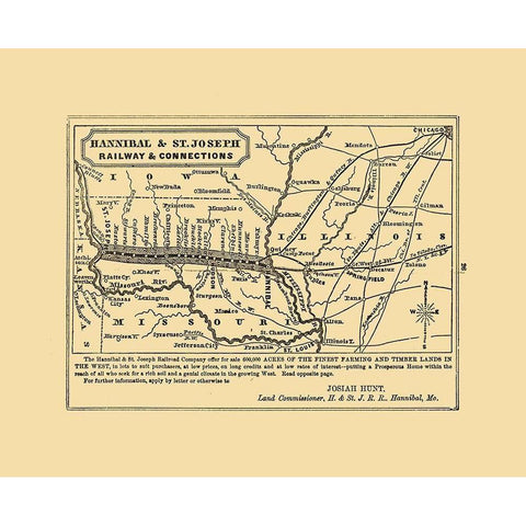 Missouri Illinois Railway - Thomas 1863 Black Modern Wood Framed Art Print with Double Matting by Thomas