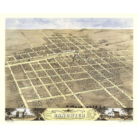Sandwich Illinois - Ruger 1869 White Modern Wood Framed Art Print by Ruger