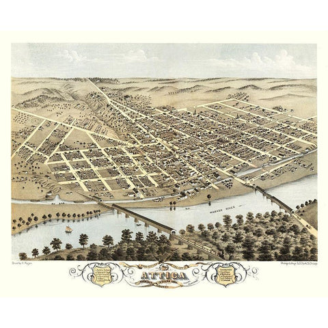 Attica Indiana - Ruger 1869 Gold Ornate Wood Framed Art Print with Double Matting by Ruger