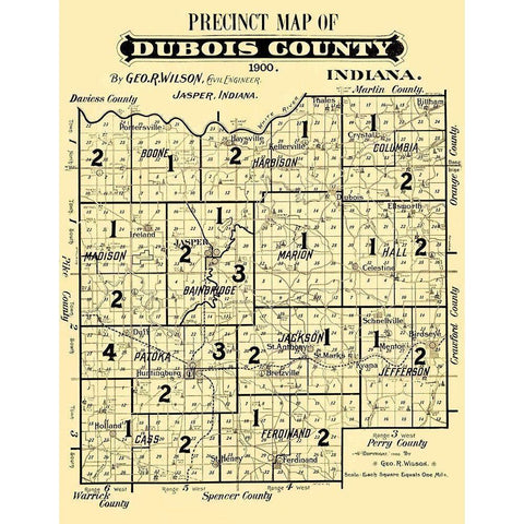 Dubois Indiana Precinct - Wilson 1900 Black Modern Wood Framed Art Print with Double Matting by Wilson