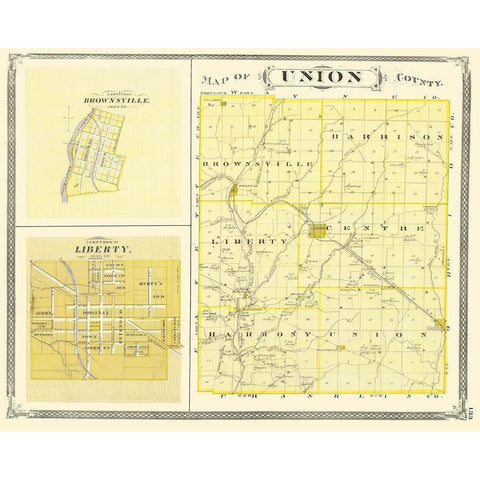 Union Indiana - Baskin 1876 Gold Ornate Wood Framed Art Print with Double Matting by Baskin
