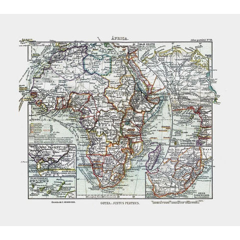 Africa - Perthes 1921 Gold Ornate Wood Framed Art Print with Double Matting by Perthes
