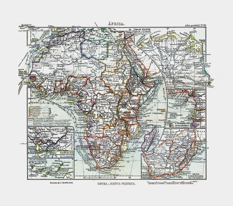 Africa - Perthes 1921 Black Ornate Wood Framed Art Print with Double Matting by Perthes