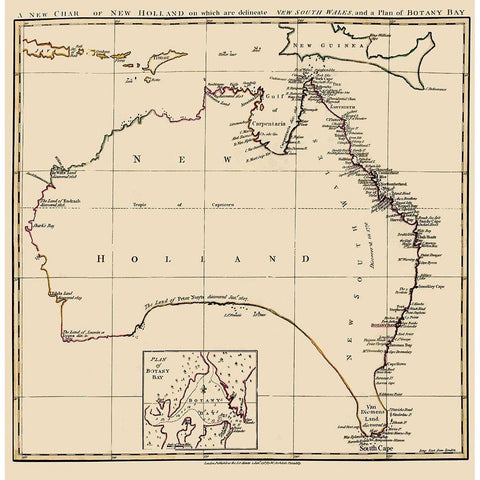 Australia New Holland - Stockdale 1767 Gold Ornate Wood Framed Art Print with Double Matting by Stockdale