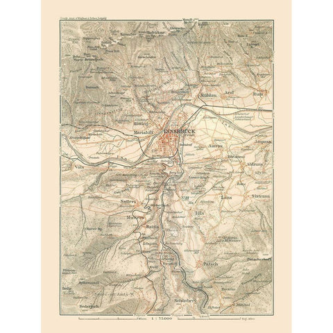 Innsbruck Region Austria - Baedeker 1910 White Modern Wood Framed Art Print by Baedeker