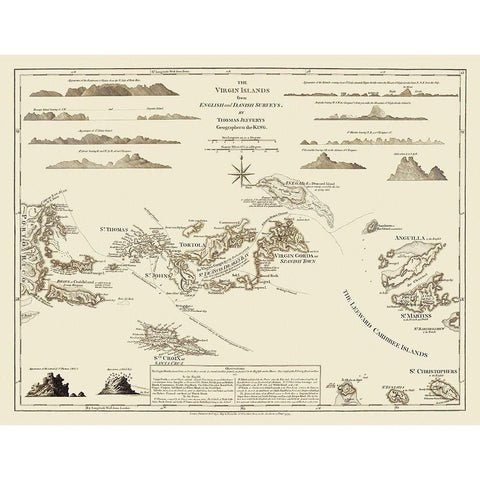 Virgin Islands United States - Jefferys 1775 White Modern Wood Framed Art Print by Jefferys