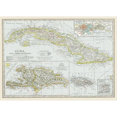 Cuba Haiti Jamaica Trinidad - Century 1897 Black Modern Wood Framed Art Print with Double Matting by Century