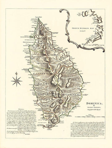 Caribbean Dominica - Sayer 1768 Black Ornate Wood Framed Art Print with Double Matting by Sayer