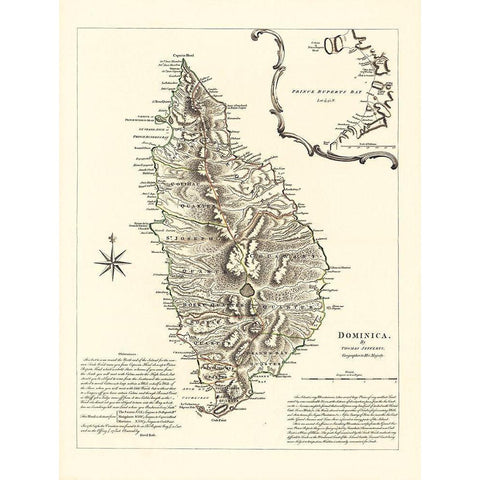 Caribbean Dominica - Sayer 1768 Gold Ornate Wood Framed Art Print with Double Matting by Sayer