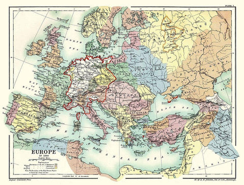 Europe 1360 - Poole 1902 White Modern Wood Framed Art Print with Double Matting by Poole