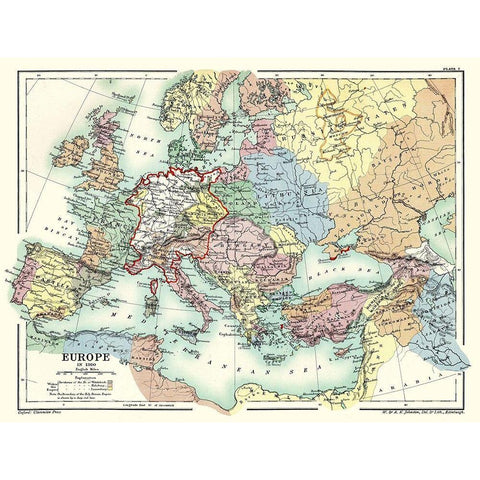 Europe 1360 - Poole 1902 White Modern Wood Framed Art Print by Poole