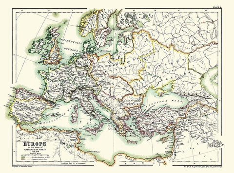 Europe 768-814 Charles the Great - Poole 1902 White Modern Wood Framed Art Print with Double Matting by Poole