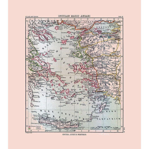 Aegean Sea Islands Greece Turkey - Perthes 1896 Black Modern Wood Framed Art Print with Double Matting by Perthes